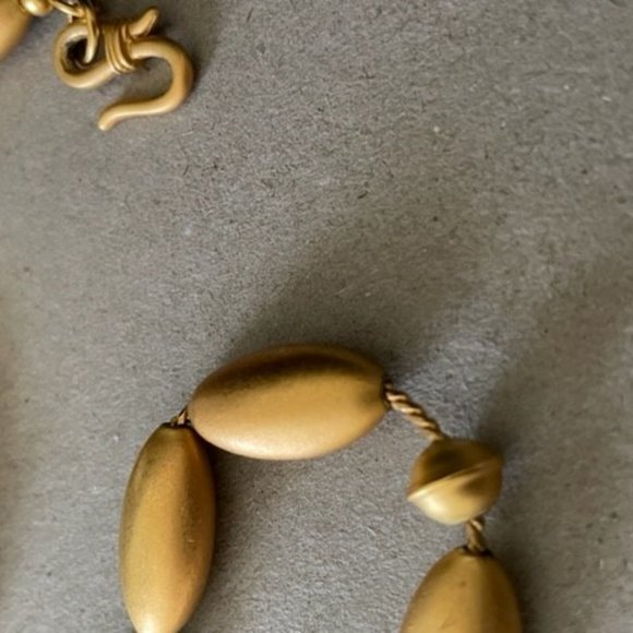 Liz Claiborne Matted Gold Glass & Metal Beads on a Long 36" Gold Chain - Picture 6 of 6